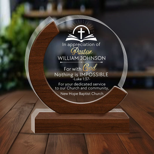 Pastor Appreciation, Gift For Pastor | Personalized Custom Shaped Squared Acrylic Plaque