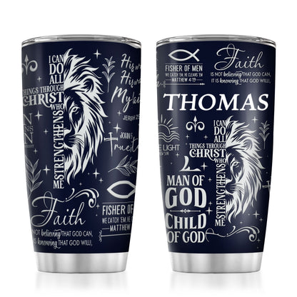 Man Of God Gift For Dad Husband Son | Personalized Stainless Steel Tumbler