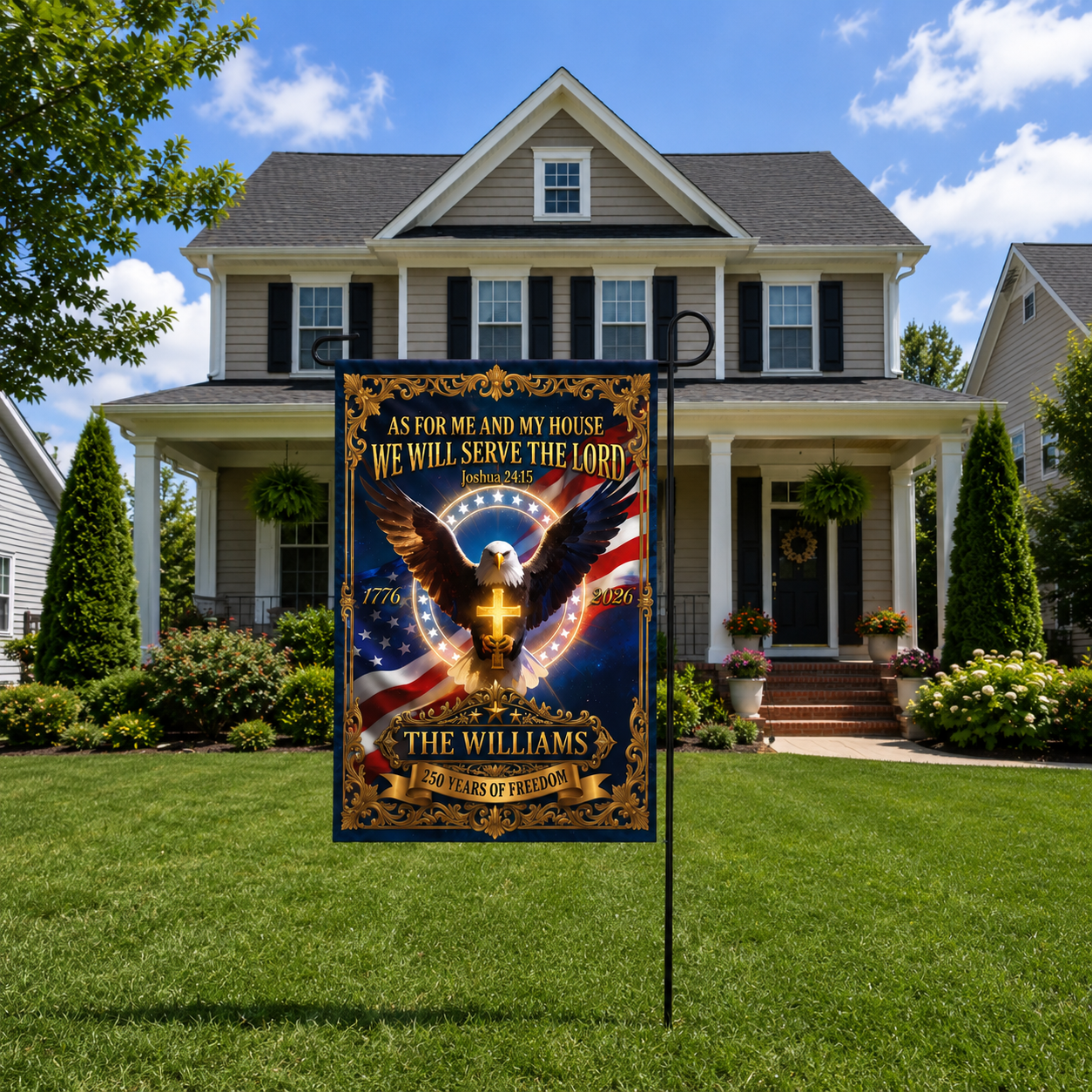 As For Me And My House We Will Serve The Lord, Gift of Blessing | Personalized Garden Flag