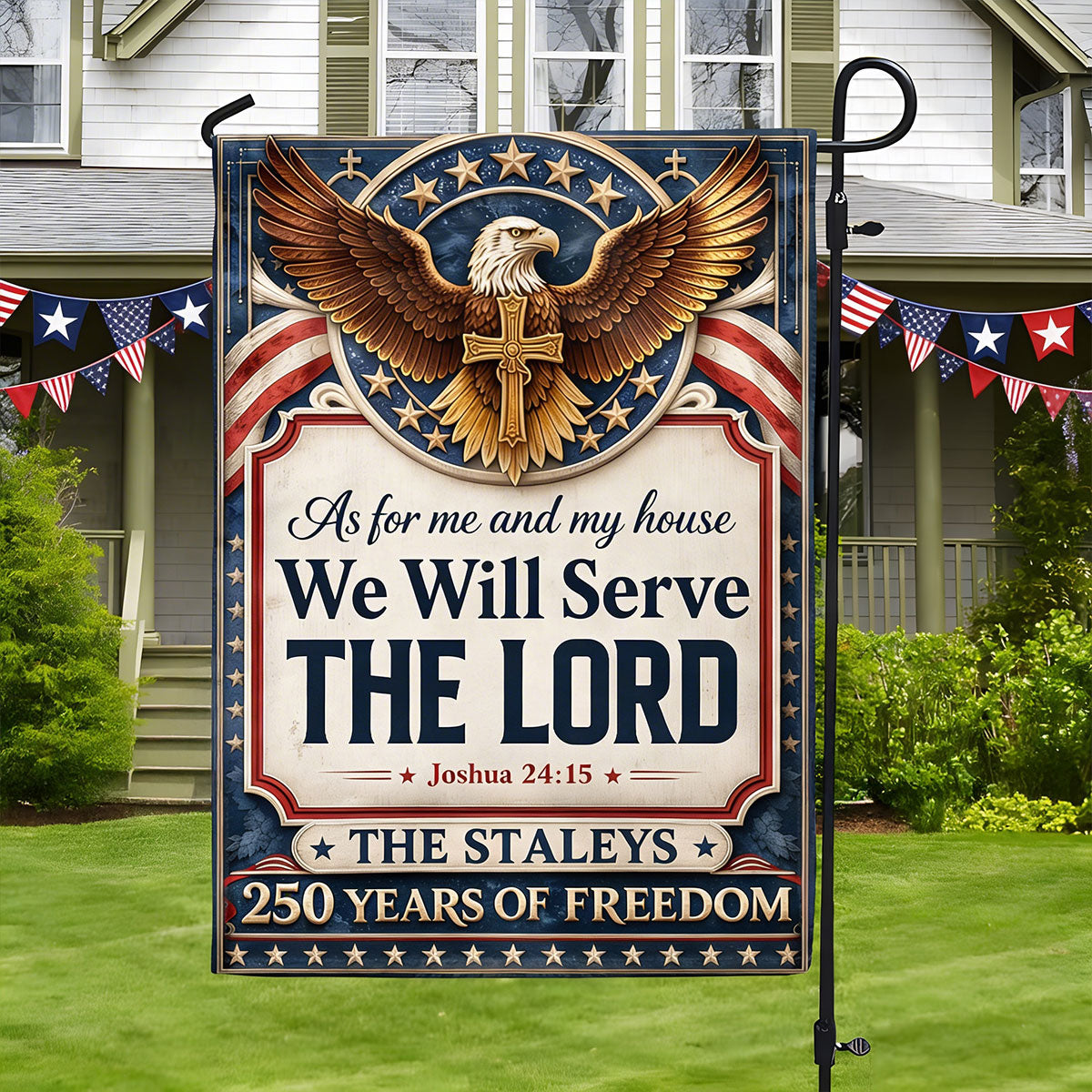 As For Me And My House We Will Serve The Lord - Personalized Garden Flag
