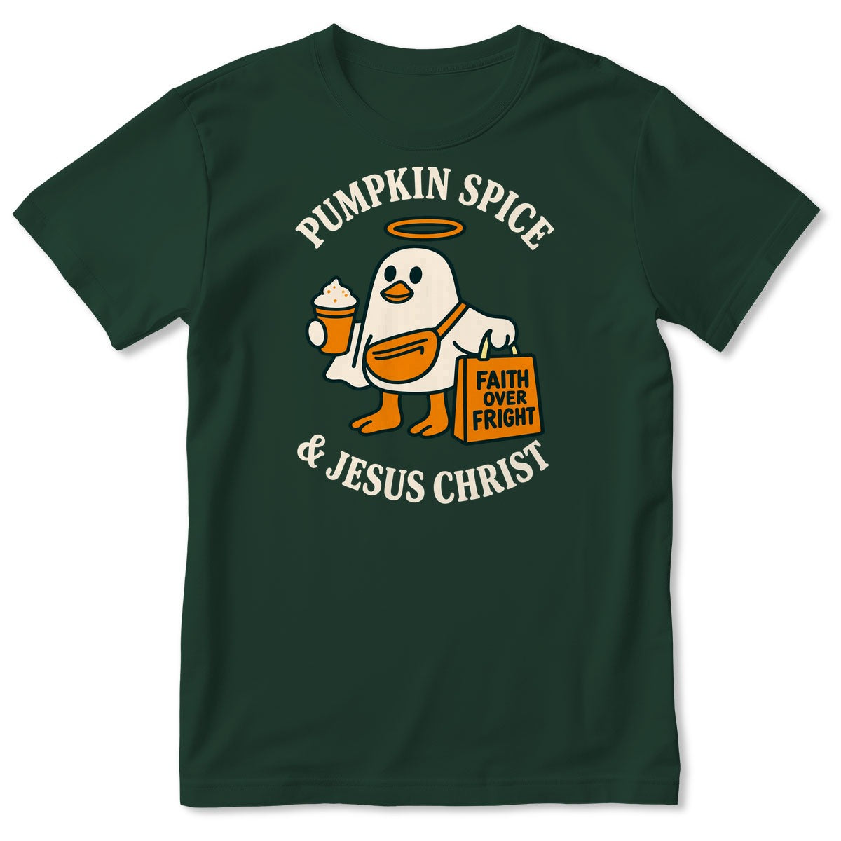 Pumpkin Spice And Jesus Christ Faith Over Fright, Gift For Christian Women - 2D Unisex T-shirt