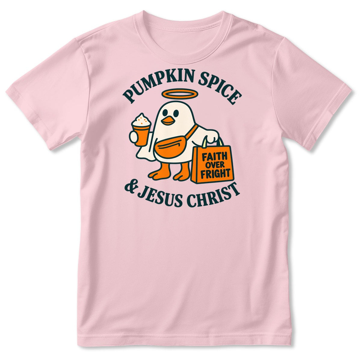Pumpkin Spice And Jesus Christ Faith Over Fright, Gift For Christian Women - 2D Unisex T-shirt