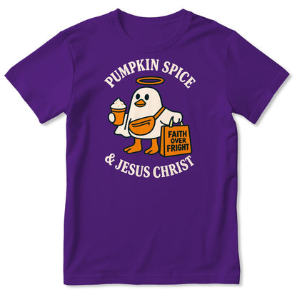 Pumpkin Spice And Jesus Christ Faith Over Fright, Gift For Christian Women - 2D Unisex T-shirt