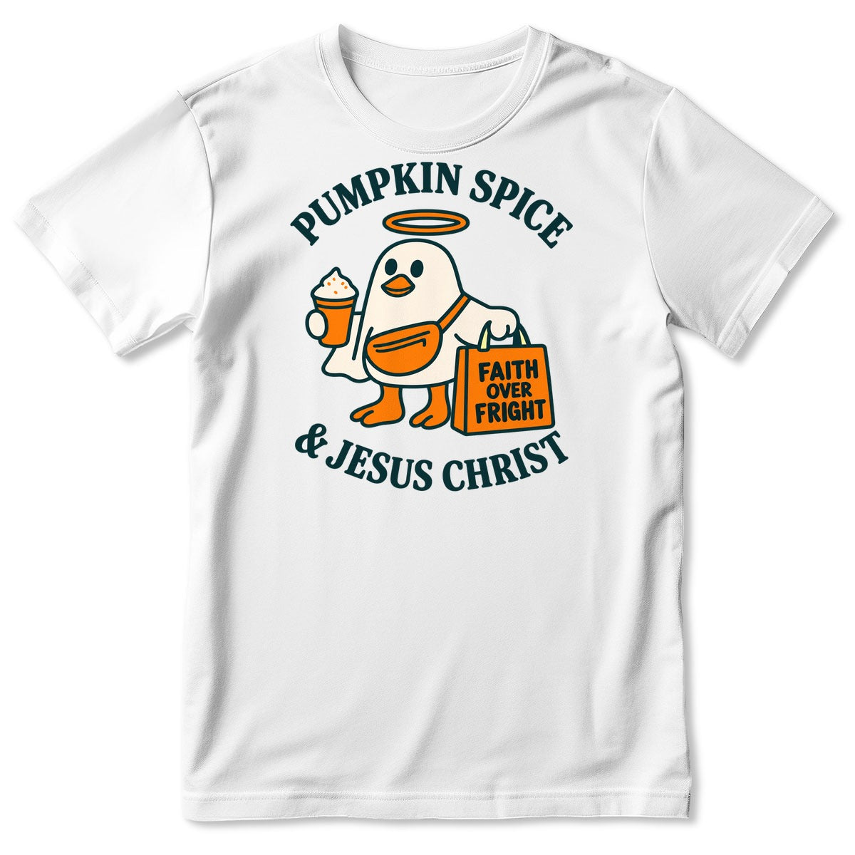 Pumpkin Spice And Jesus Christ Faith Over Fright, Gift For Christian Women - 2D Unisex T-shirt