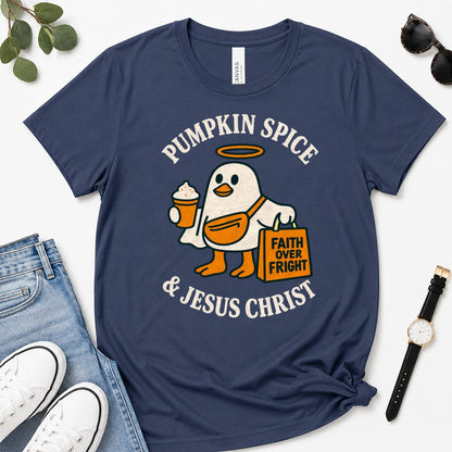 Pumpkin Spice And Jesus Christ, Gift For Christian Fall Lovers - 2D Unisex Premium T-shirt