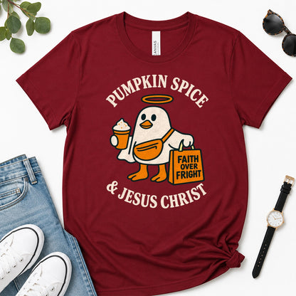 Pumpkin Spice And Jesus Christ, Gift For Christian Fall Lovers - 2D Unisex Premium T-shirt