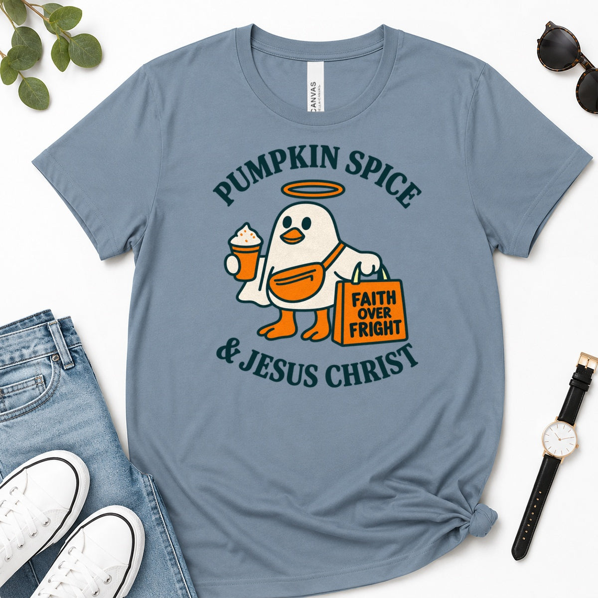 Pumpkin Spice And Jesus Christ, Gift For Christian Fall Lovers - 2D Unisex Premium T-shirt