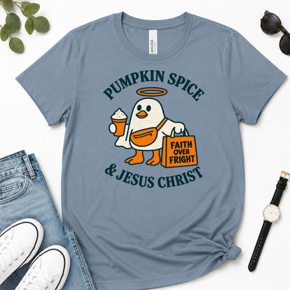 Pumpkin Spice And Jesus Christ, Gift For Christian Fall Lovers - 2D Unisex Premium T-shirt