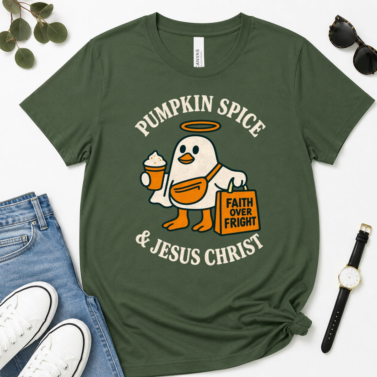 Pumpkin Spice And Jesus Christ, Gift For Christian Fall Lovers - 2D Unisex Premium T-shirt