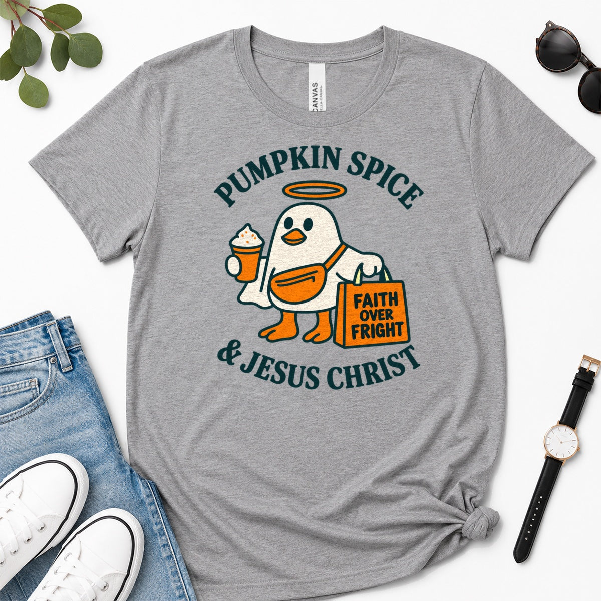 Pumpkin Spice And Jesus Christ, Gift For Christian Fall Lovers - 2D Unisex Premium T-shirt