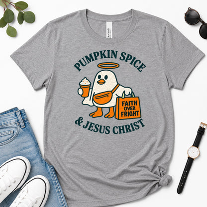 Pumpkin Spice And Jesus Christ, Gift For Christian Fall Lovers - 2D Unisex Premium T-shirt