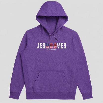 Jesus Saves USA, Gift For Christian Patriots, Veterans, America 250th Anniversary | 2D Unisex Hoodie