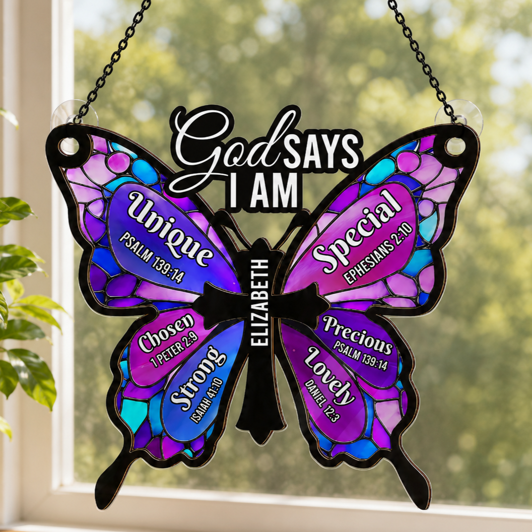 God Says I Am, Gift of Affirmation | Personalized Acrylic Suncatcher