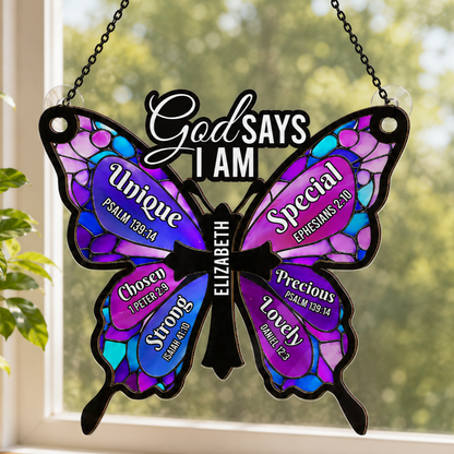 God Says I Am, Gift of Affirmation | Personalized Acrylic Suncatcher