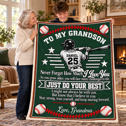 To My Grandson, Gift For Grandson | Personalized Fleece Blanket