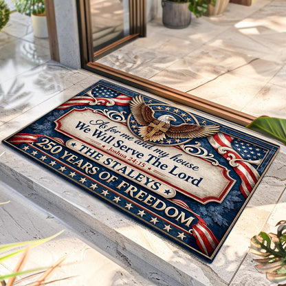 As For Me And My House We Will Serve The Lord - Personalized Doormat