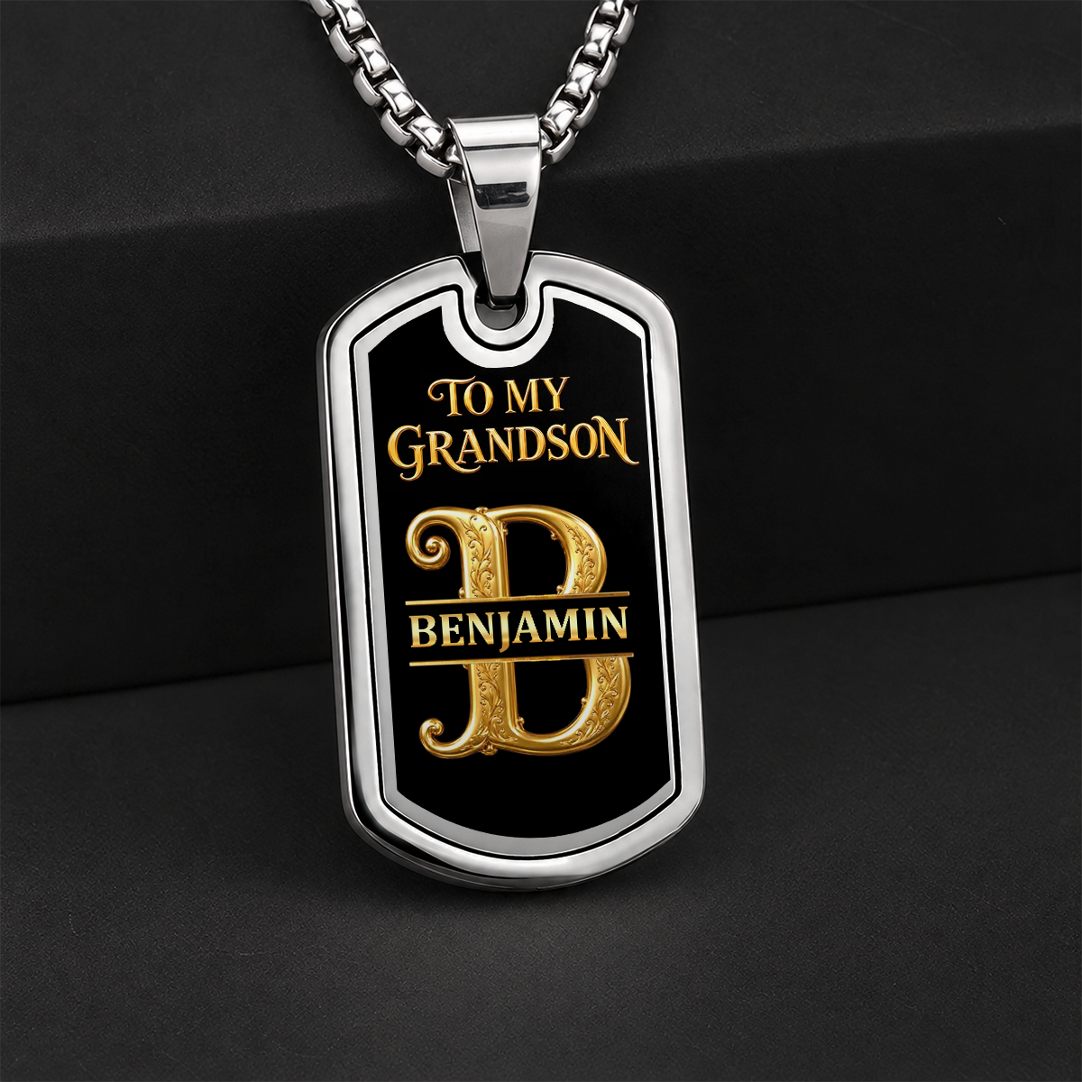 Never Forgot How Much I Love You, Gifts for Son and Grandson from Grandpa | Personalized Dog Tag Necklace