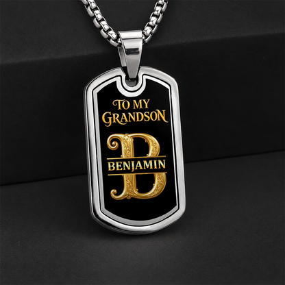 Never Forgot How Much I Love You, Gifts for Son and Grandson from Grandpa | Personalized Dog Tag Necklace
