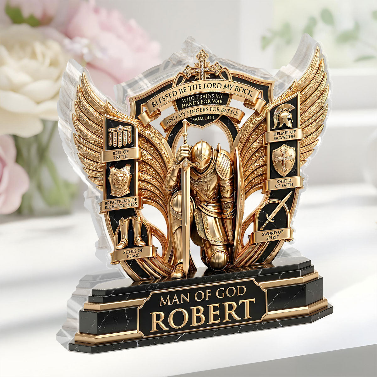 Blessed Be The Lord My Rock, Christian Gift For Believers | Personalized Custom Shaped Acrylic Plaque