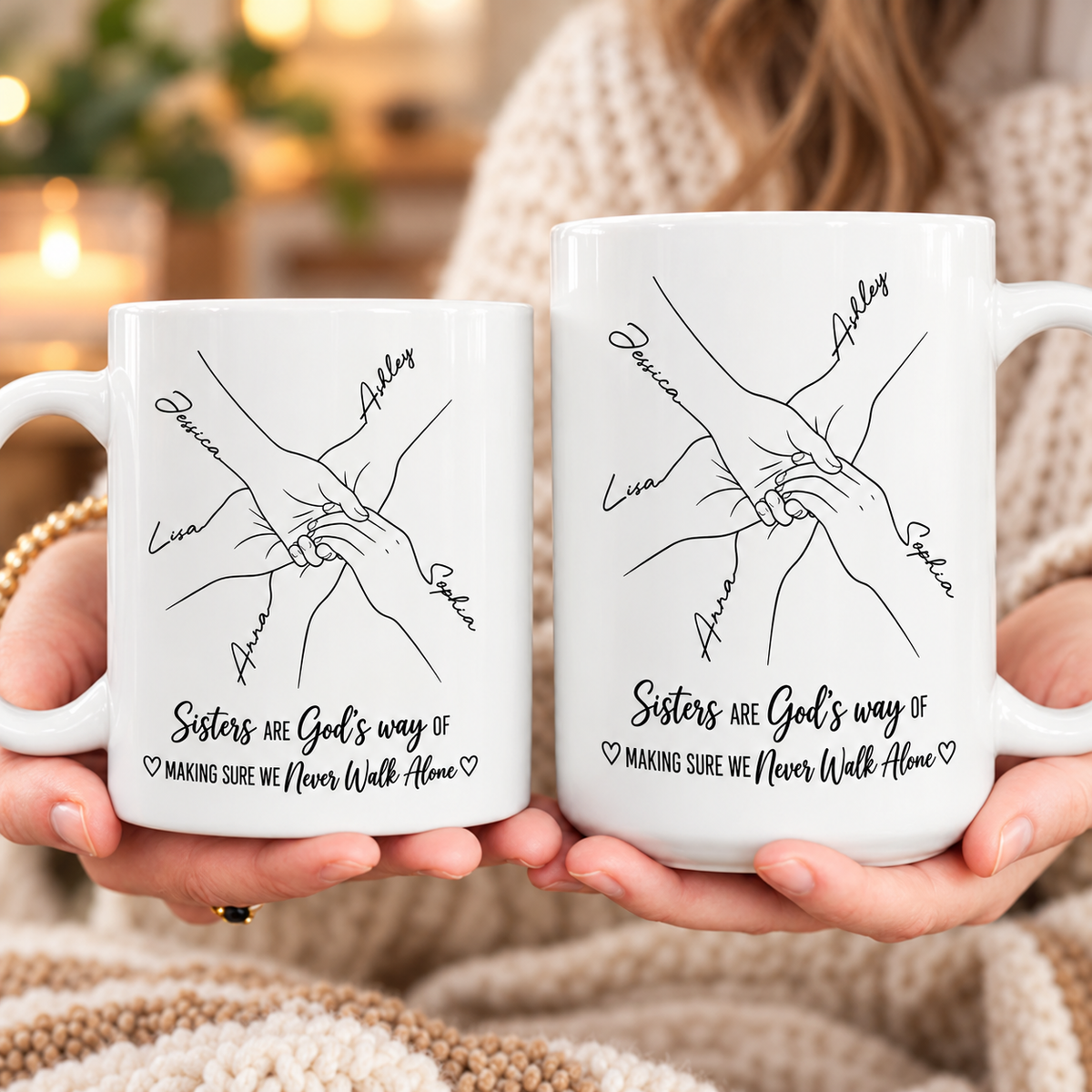 Sisters Are God's Way, Gift For Sister In Christ | Personalized Ceramic Coffee Mug