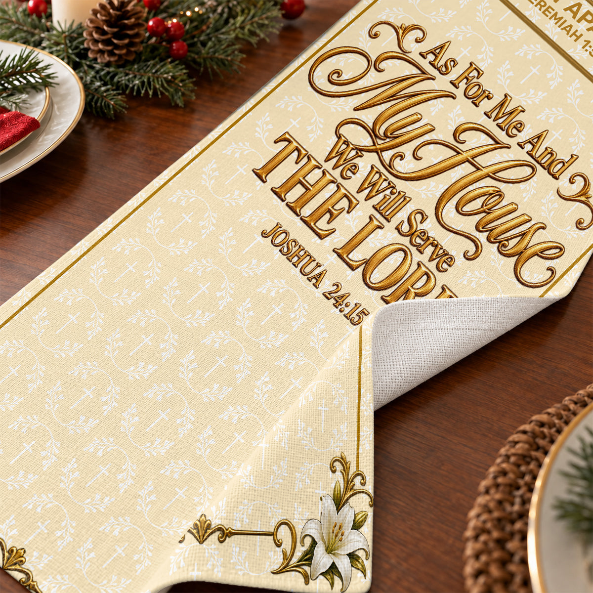 As For Me And My House We Will Serve The Lord, Christian Gifts For Family | Personalized Table Runner