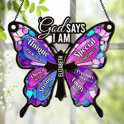 God Says I Am | Personalized Acrylic Suncatcher