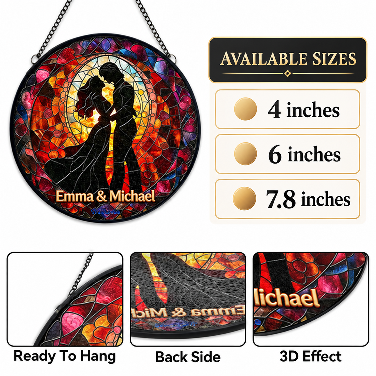 God Is Within Her She Will Not Fall, Christian Gifts For Her | Personalized Stained Glass Window Hanging Suncatcher
