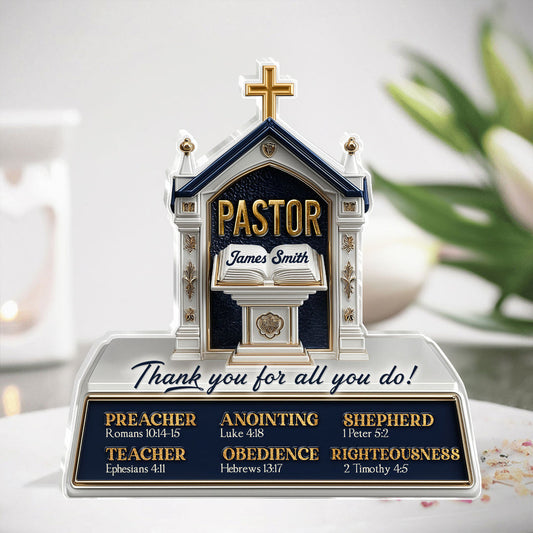 My Preacher, Teacher, & Shepherd, Gift For Pastor | Personalized Custom Shaped Squared Acrylic Plaque