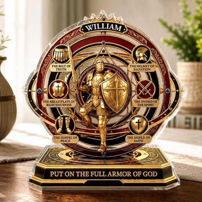 Put On The Full Armor Of God, Christian Gift For Men | Personalized Custom Shaped Acrylic Plaque