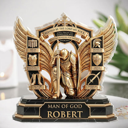 Blessed Be The Lord My Rock, Christian Gift For Believers | Personalized Custom Shaped Acrylic Plaque