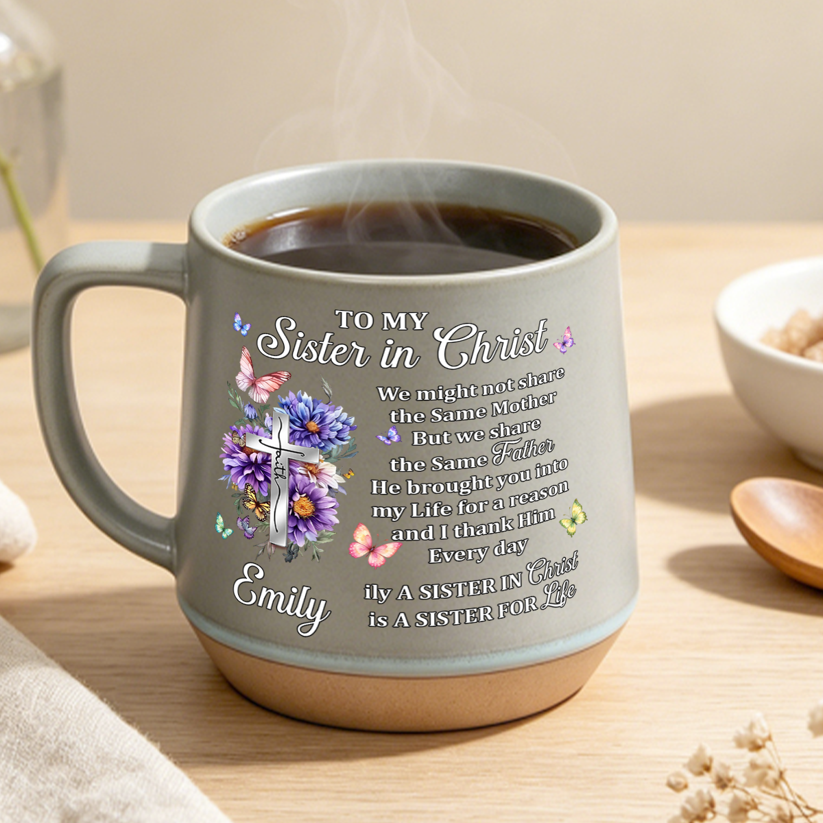 To My Sister In Christ, Gift For Sister | Personaliezd 12OZ Conical Coffee Mug