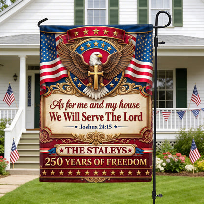 As For Me And My Family We Will Serve The Lord - Personalized Garden Flag