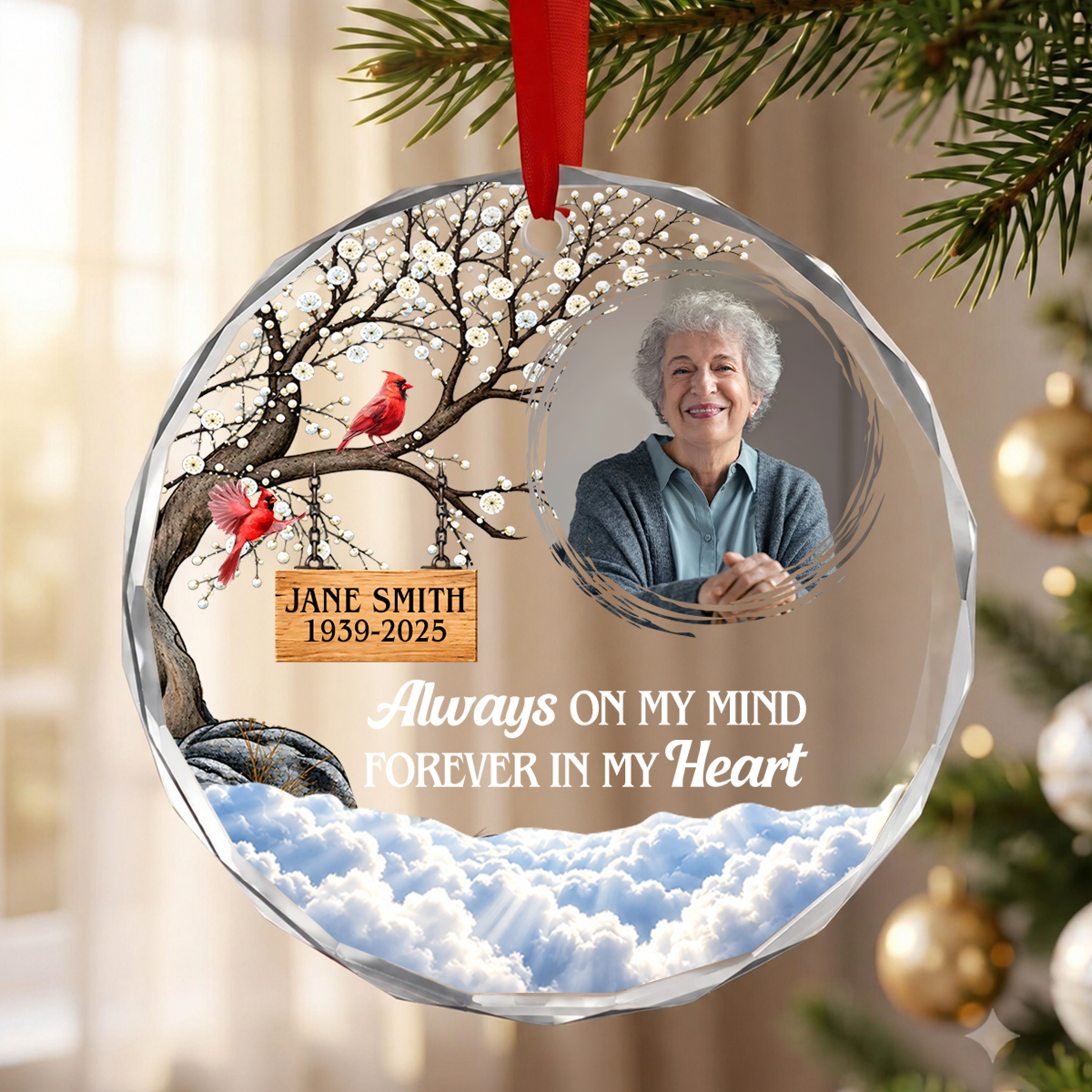 Forever In My Heart, Gift For Loved One - Personalized Heart Shaped Glass Ornament