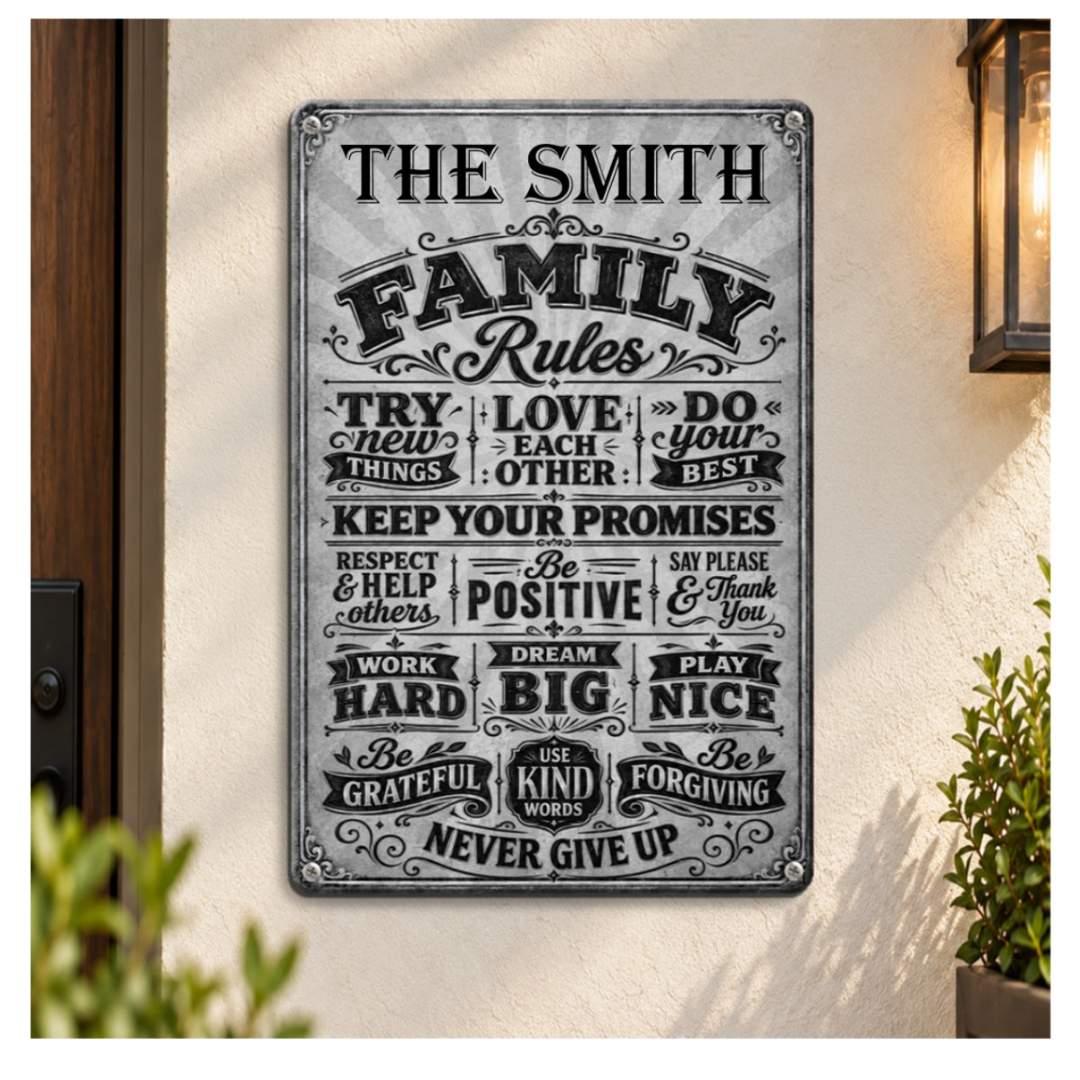 Family Rules, Gift For Family | Personalized Metal Sign