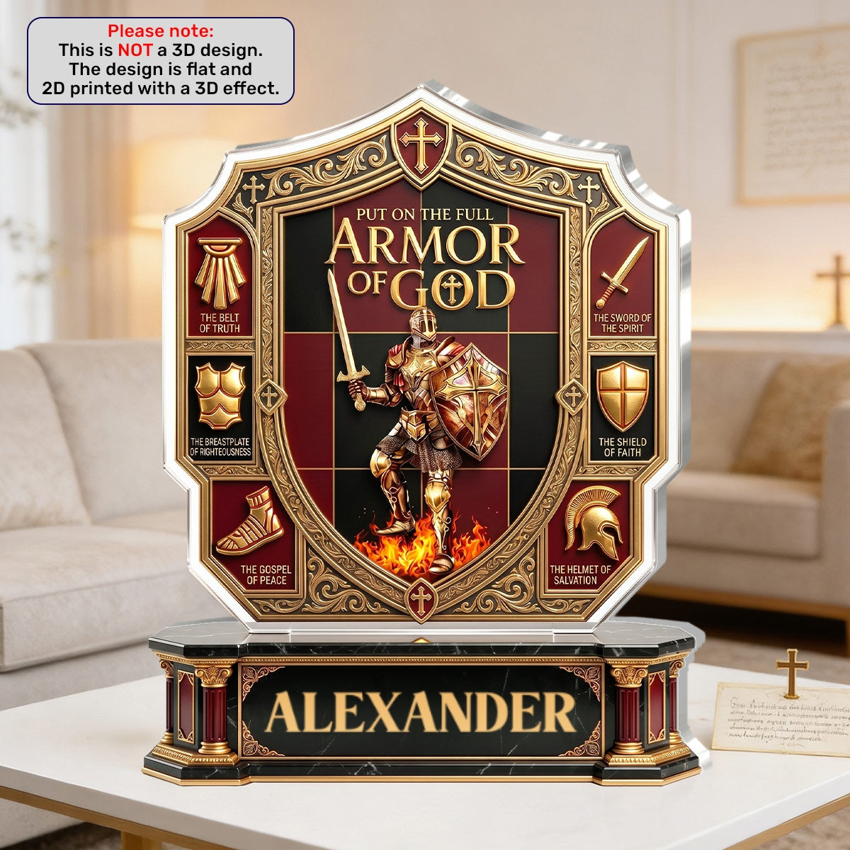 Put On The Full Armor Of God | Personalized Custom Shaped Acrylic Plaque