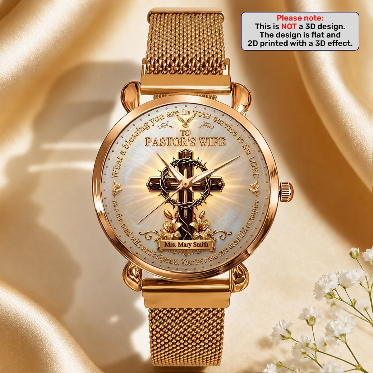 To Pastor's Wife Your Love And Care Are Beautiful Examples, Gift For Pastor's Wife | Personalized Women's Wrist Watch