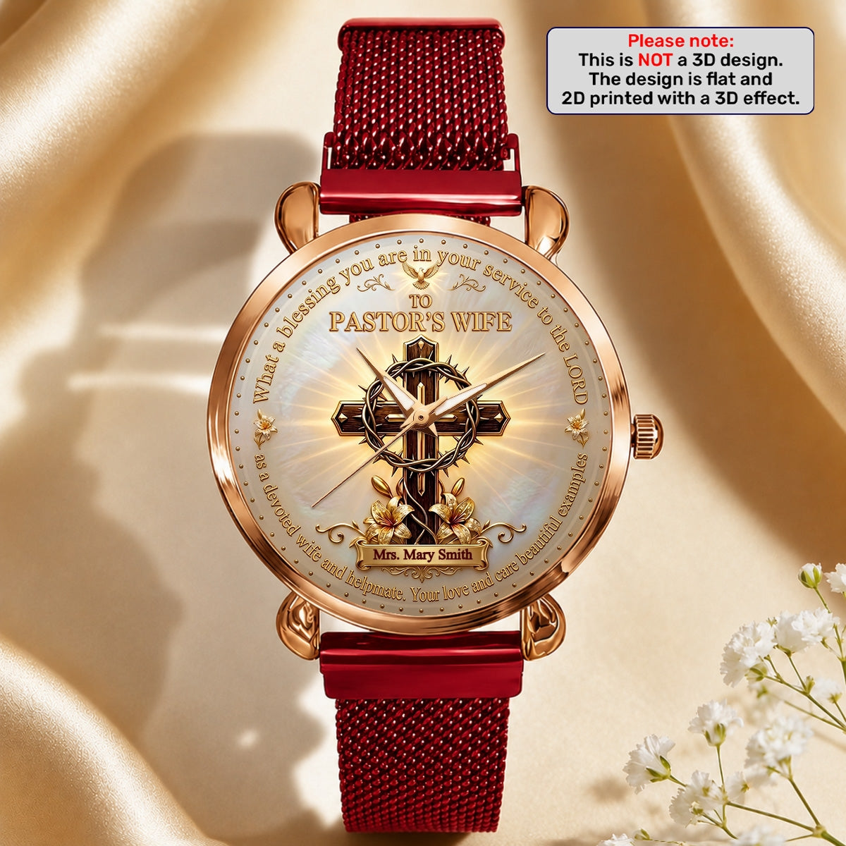 To Pastor's Wife Your Love And Care Are Beautiful Examples, Gift For Pastor's Wife | Personalized Women's Wrist Watch