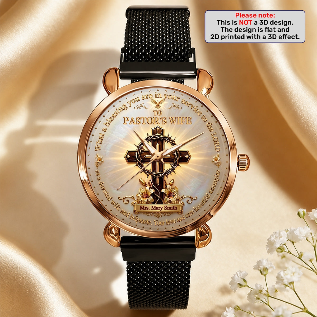 To Pastor's Wife Your Love And Care Are Beautiful Examples, Gift For Pastor's Wife | Personalized Women's Wrist Watch