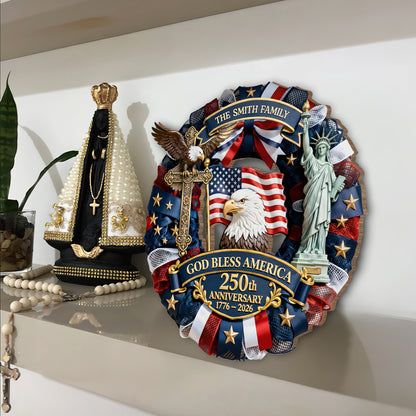 God Bless America - Personalized Wooden Door Sign