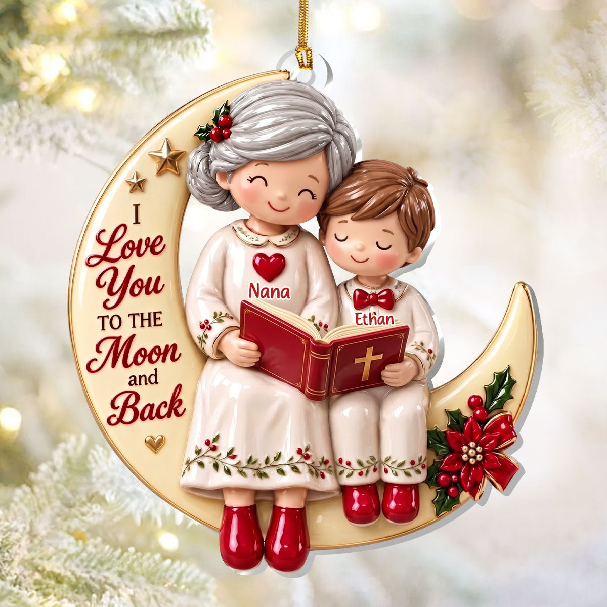 I Love You To The Moon And Back, Gift For Granddaughter | Personalized 1-Layer Acrylic Ornament