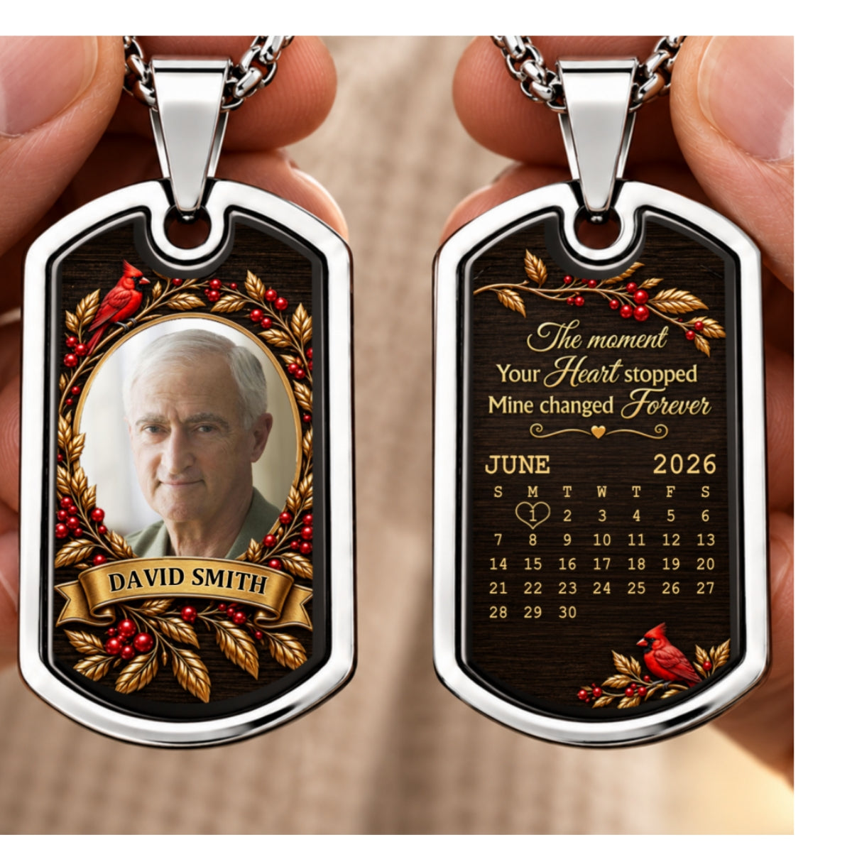 The Moment Your Heart Stopped, Human Memorial Gift | Personalized Dog Tag Necklace