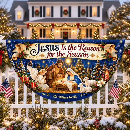 Jesus Is the Reason, Gift For Family - Personalized Non-Pleated Fan Flag