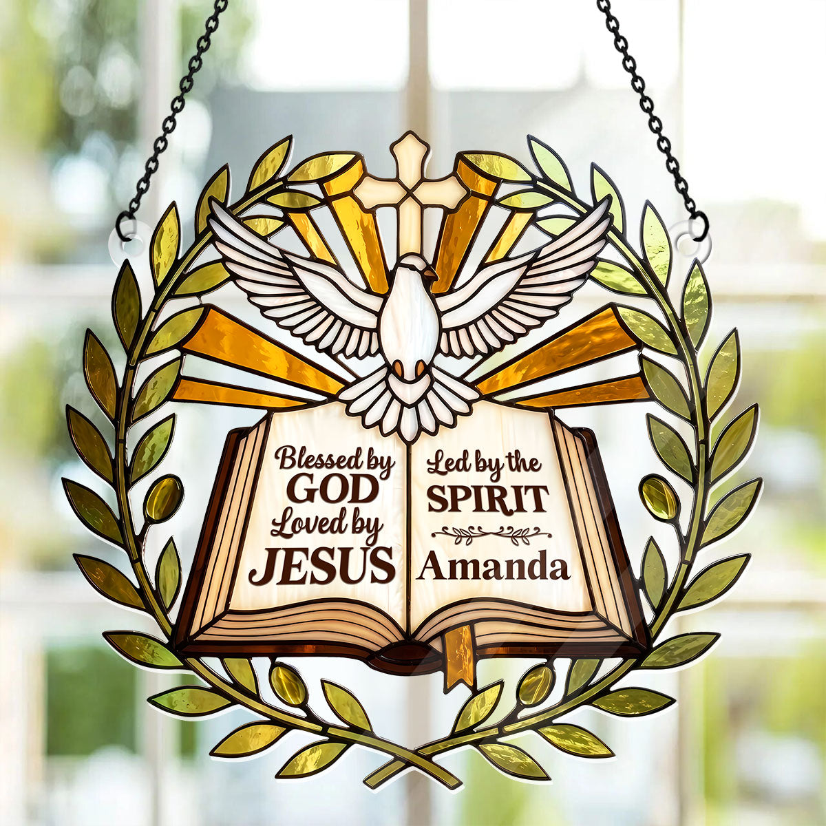 Blessed Loved Led By Holy Spirit, Gift For Christian Women - Personalized Acrylic Suncatcher