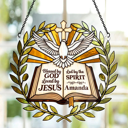 Blessed Loved Led By Holy Spirit, Gift For Christian Women - Personalized Acrylic Suncatcher