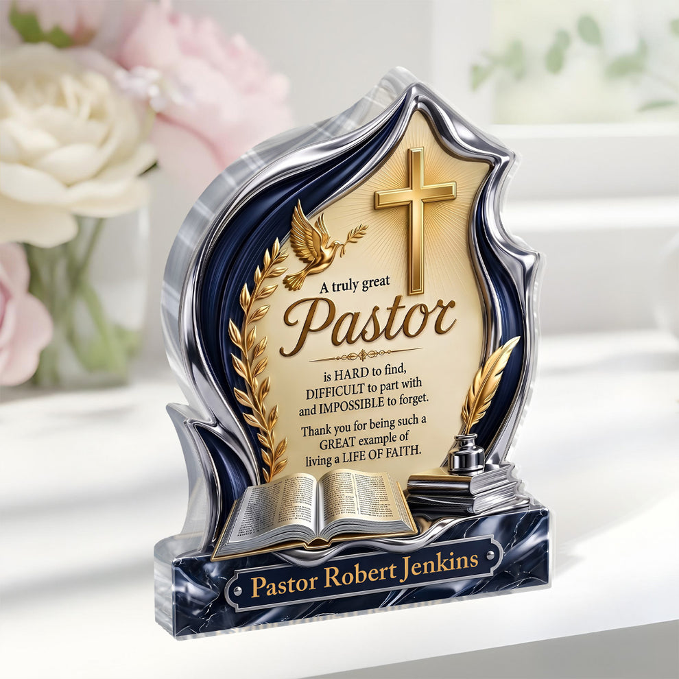 A Truly Great Pastor, Gift For Pastor | Personalized Custom Shaped Acrylic Plaque