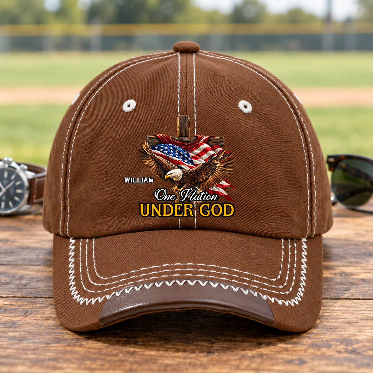 One Nation Under God, Gift For Men | Personalized Vintage Soft Baseball Cap