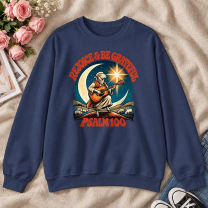 Rejoice And Be Grateful, Psalm 100, Gift For Christian Guitar Players - 2D Unisex Sweatshirt