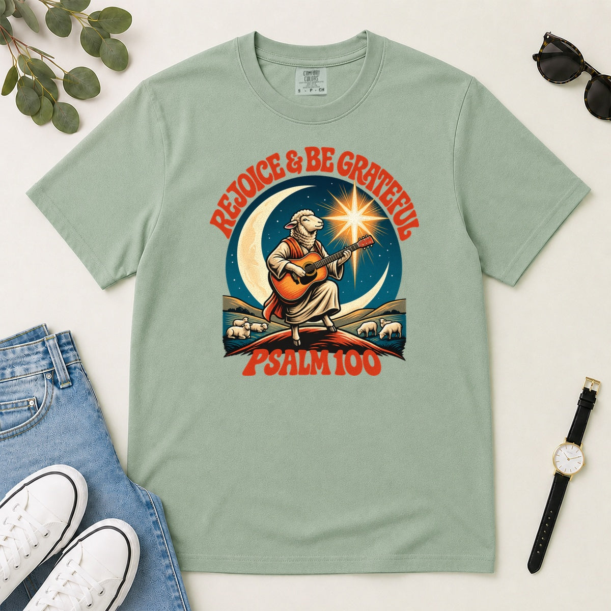 Rejoice And Be Grateful, Psalm 100, Gift For Christian Music Lovers - 2D Unisex Garment-dyed T-shirt