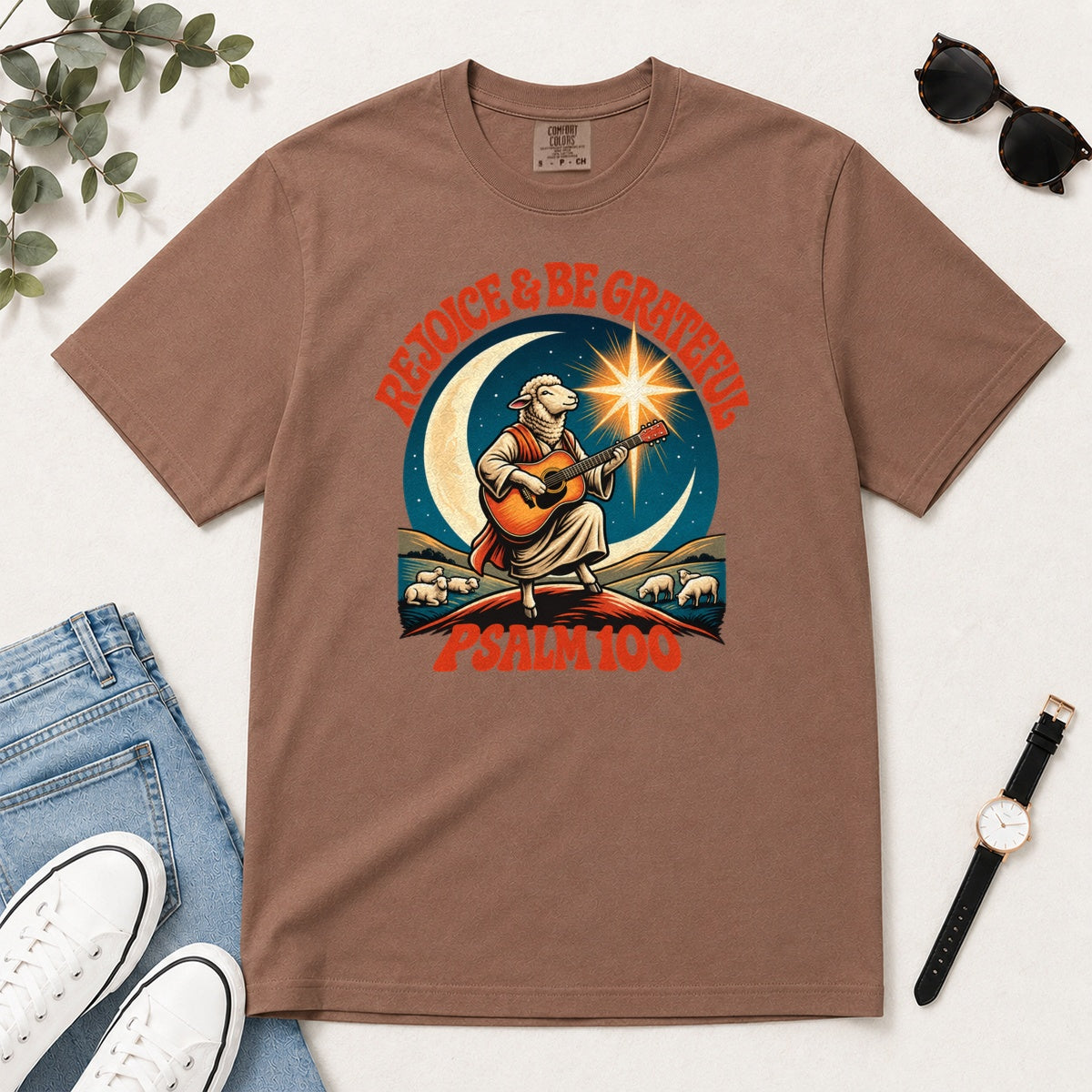 Rejoice And Be Grateful, Psalm 100, Gift For Christian Music Lovers - 2D Unisex Garment-dyed T-shirt