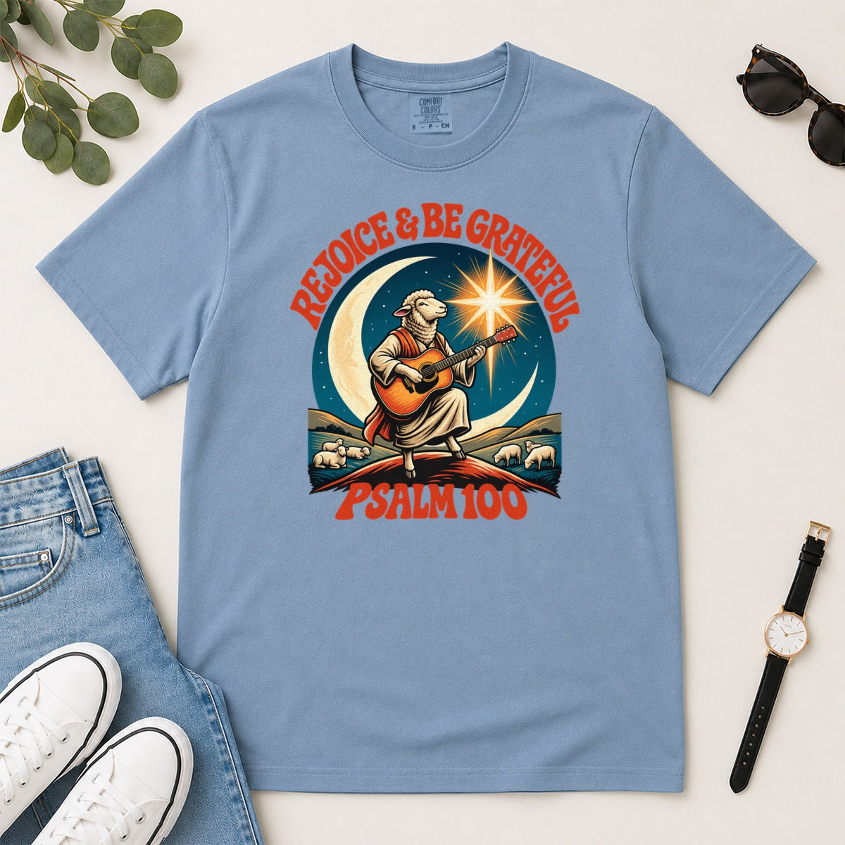 Rejoice And Be Grateful, Psalm 100, Gift For Christian Music Lovers - 2D Unisex Garment-dyed T-shirt